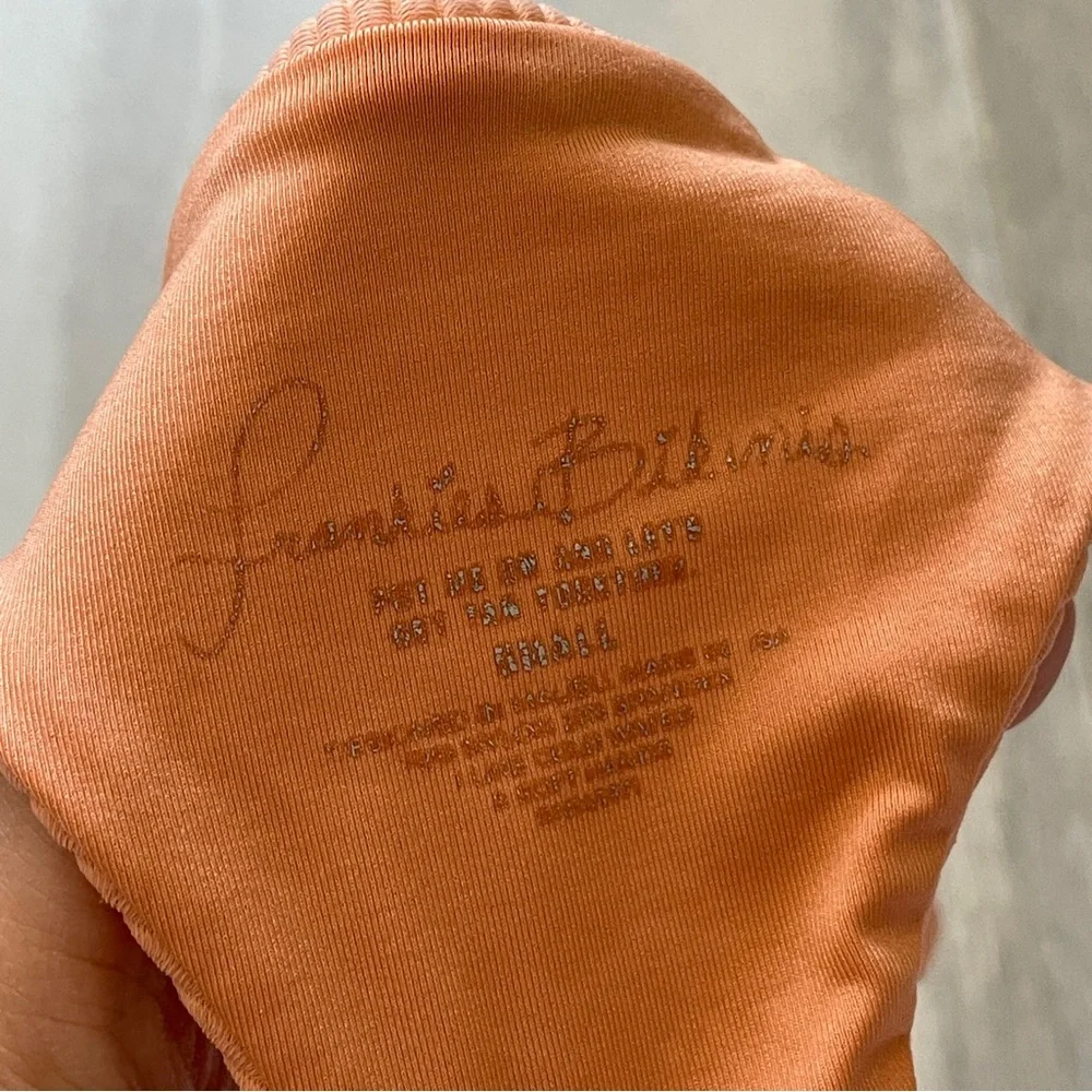 Frankies Bikinis Bottoms ribbed divine side tie skimpy womens Peach (small) swim